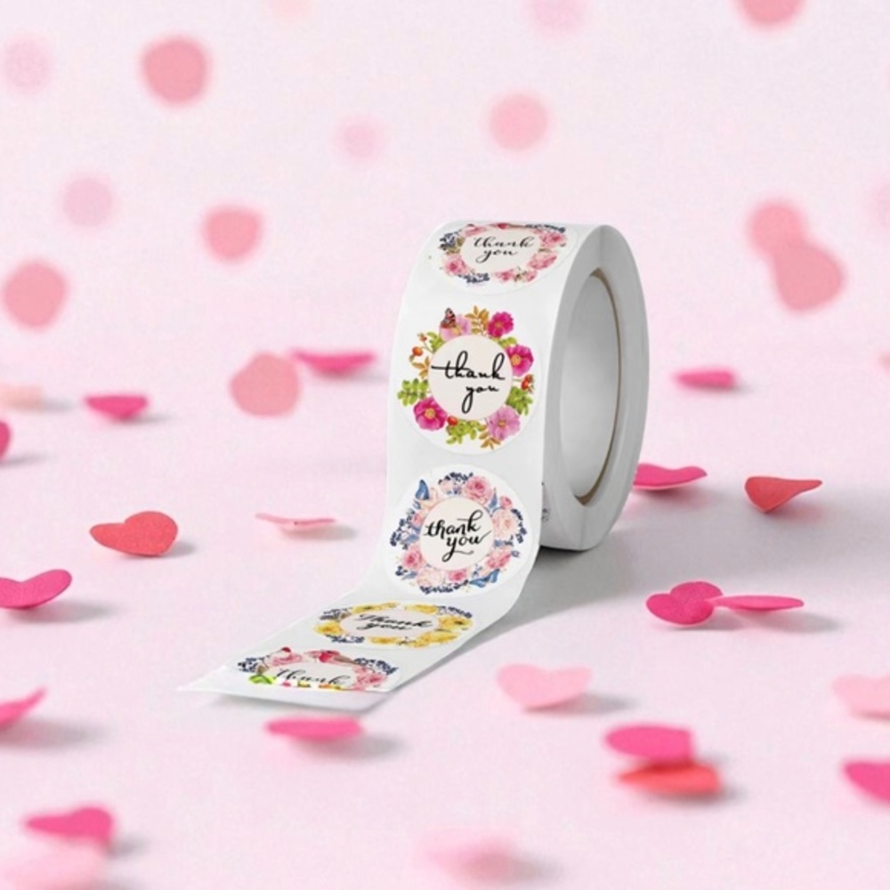 🔅New🔅 1 Roll 500pcs Thank You Stickers Labels Business Supplies Shipping